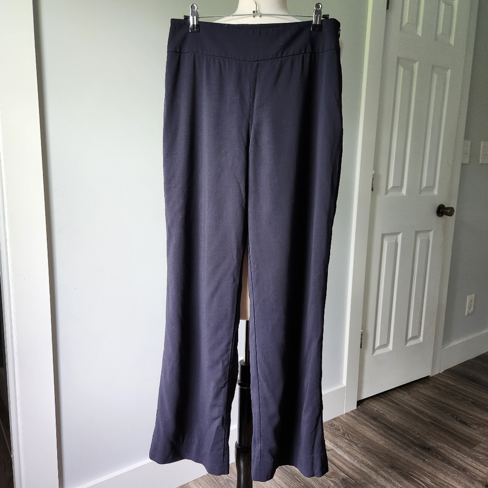 AKRIS Navy Blue Wool Lined Trouser Pants Size 6 Wide Leg Classic